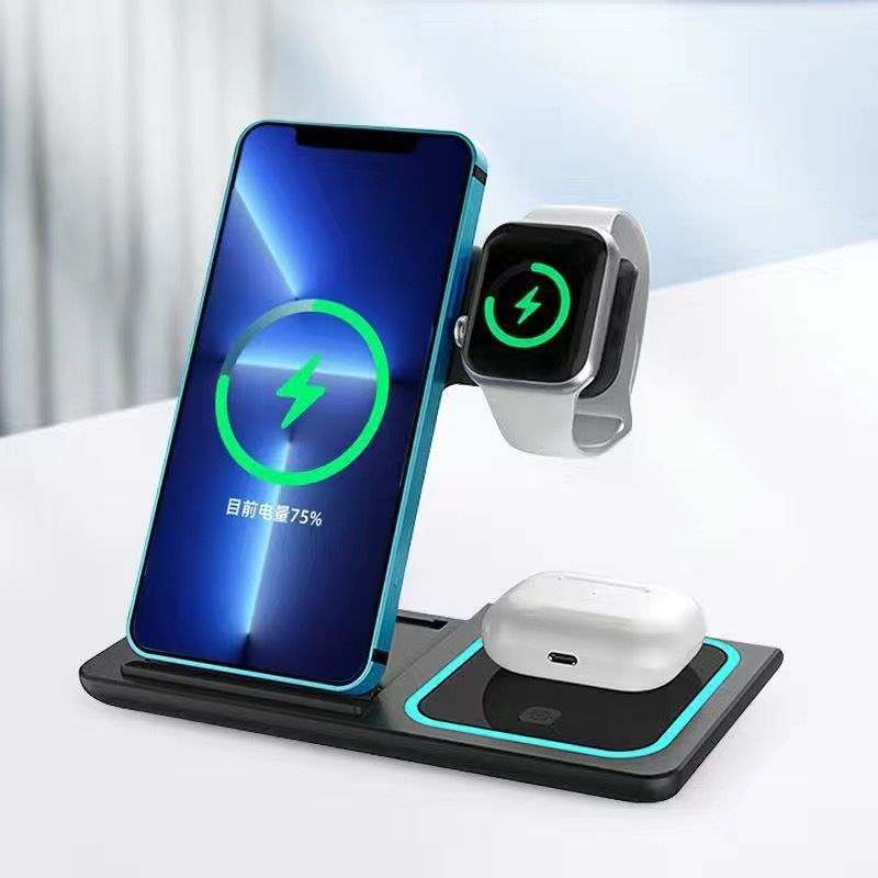 Base de carga inalámbrica magnética plegable 3 en 1 – carga iPhone, AirPods y Apple Watch a la vez
