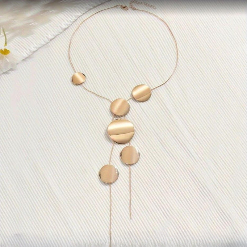 Collar Cadena en Y con Colgante Disco