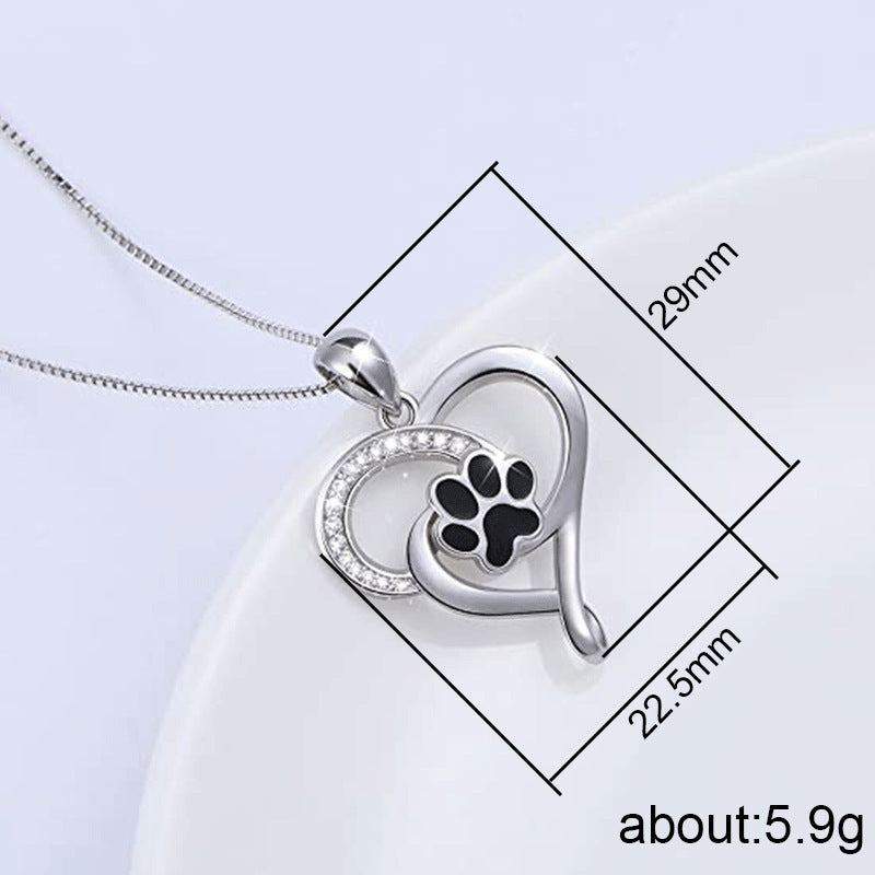 Collar Colgante Corazón y Huella de Mascota