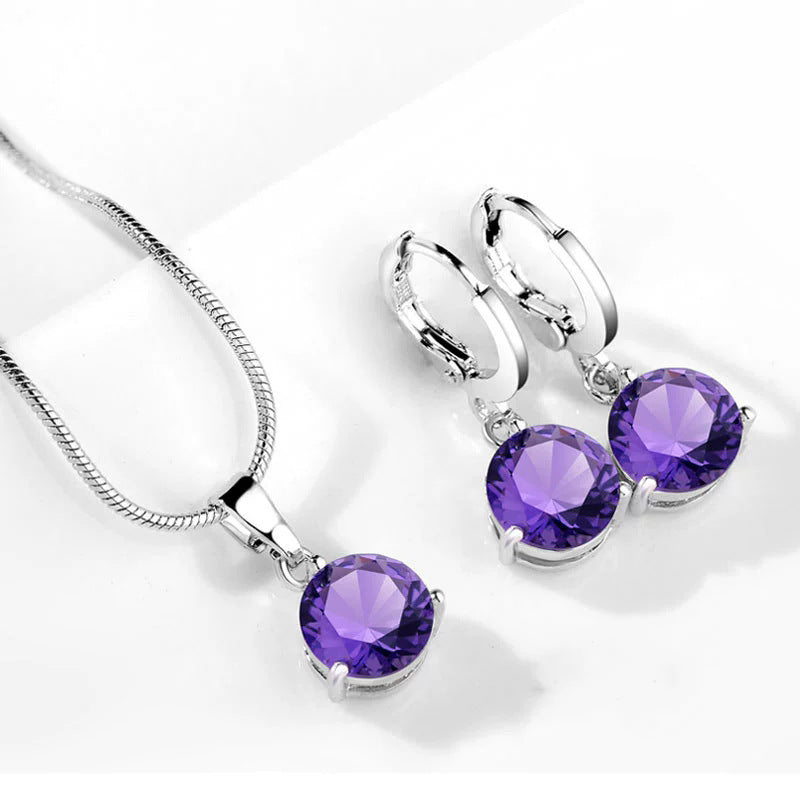 Conjunto Collar y Pendientes Circonita Geométrica