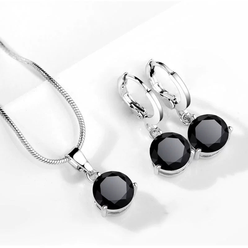 Conjunto Collar y Pendientes Circonita Geométrica