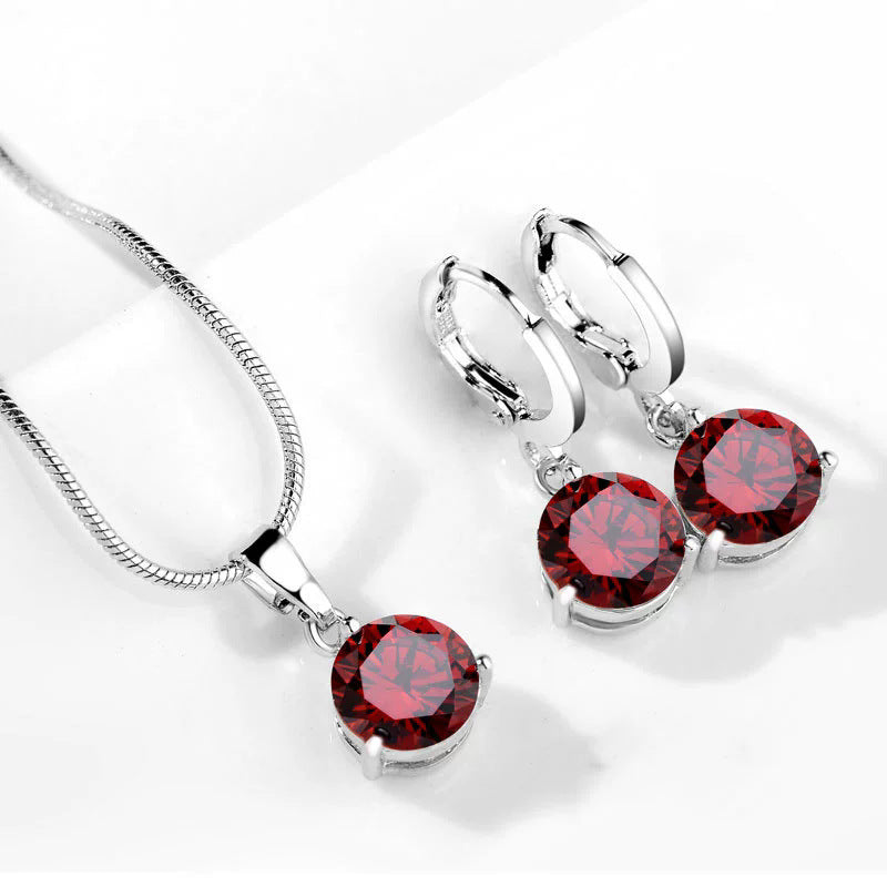 Conjunto Collar y Pendientes Circonita Geométrica