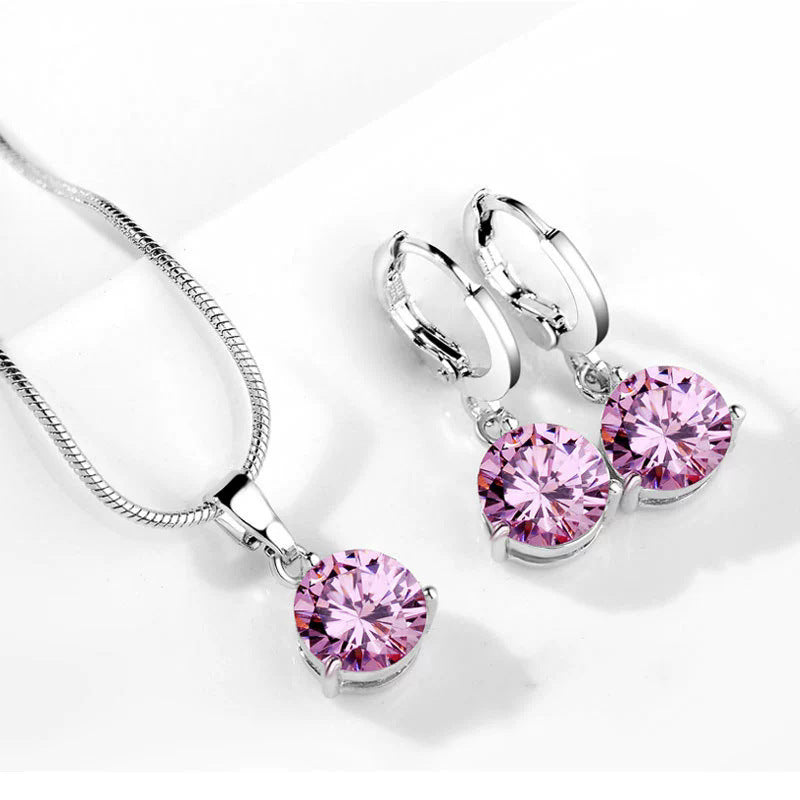 Conjunto Collar y Pendientes Circonita Geométrica