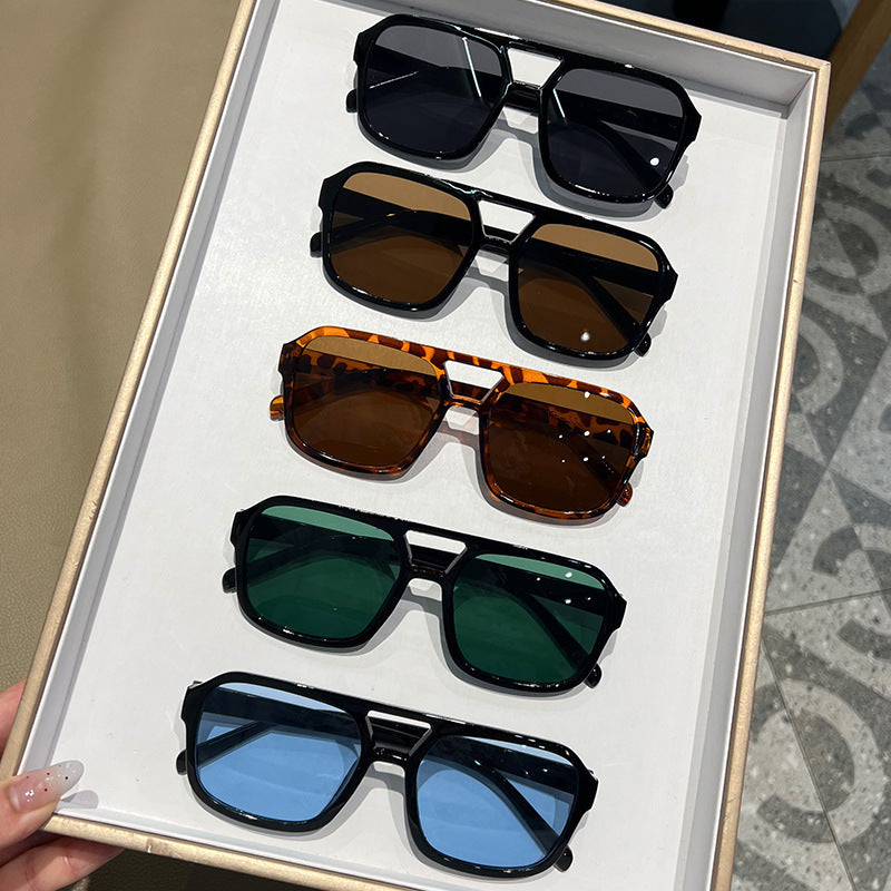 Gafas de sol cuadradas doble puente – estilo aviador moderno y protección UV