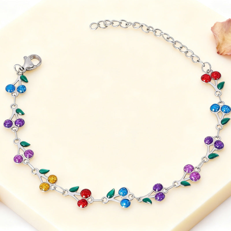 Pulsera Cerezas en Acero Inoxidable