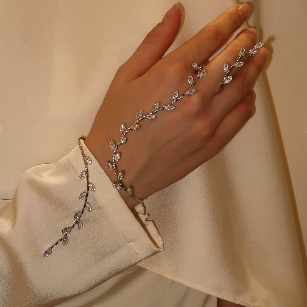 Pulsera Hoja con Cristales